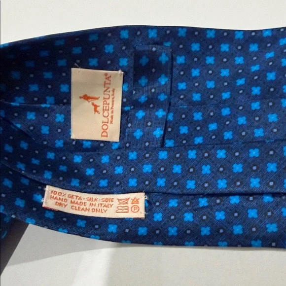 Dolcepunta Men's Full Tie Set - Blue, Green, Purple 100% silk made in Italy - Picture 12 of 13